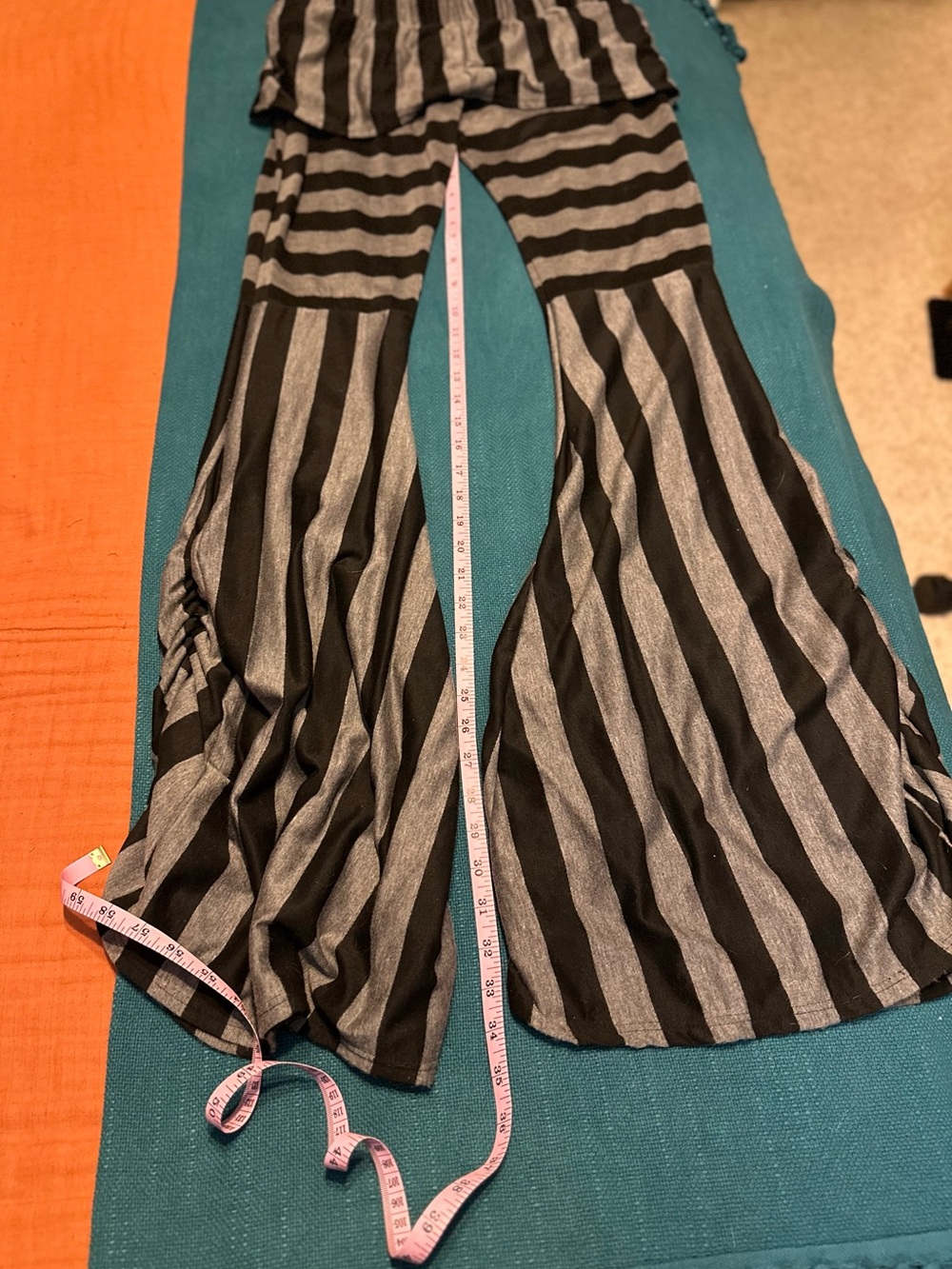 Kucoon Black & Gray Striped Flare Pants Festival Bohemian Bellydance - Picture 3 of 4
